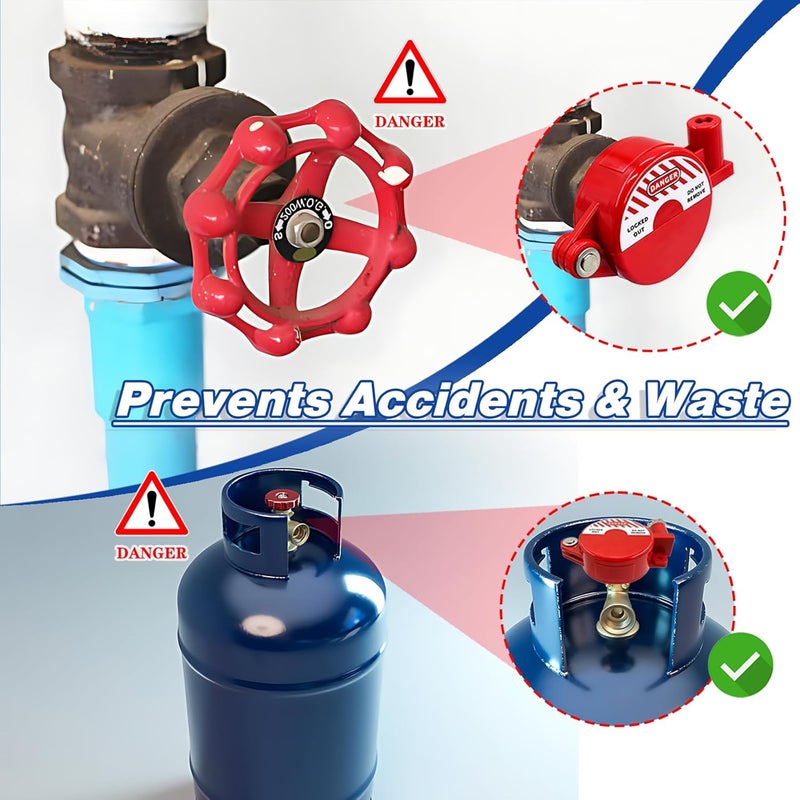 Young Dance Self-Locking Plastic Gate Valve Lockout Device,1 to 2-1/2 in Dia Valve Handles,Hose Bib Lock for Outdoor Faucet Knob/Gas Valve/Propane Tank,Outside Garden Valves,(1 Pack,Red) - Image 4